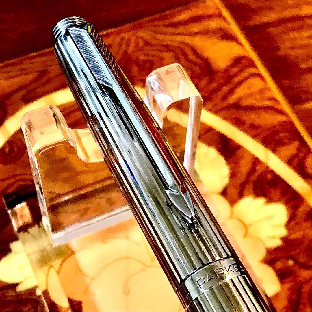 ☆超絶的な美品☆美しいパーカーシルバー万年筆14K(M)超希少品