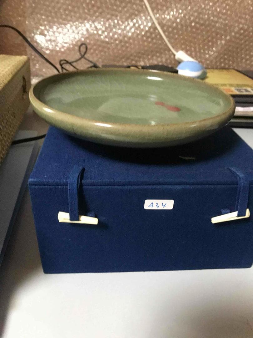 中国古美術　元時代　鈞窯　窯変釉　天青釉紫紅斑盤　辰砂皿　名品珍品(A-34)