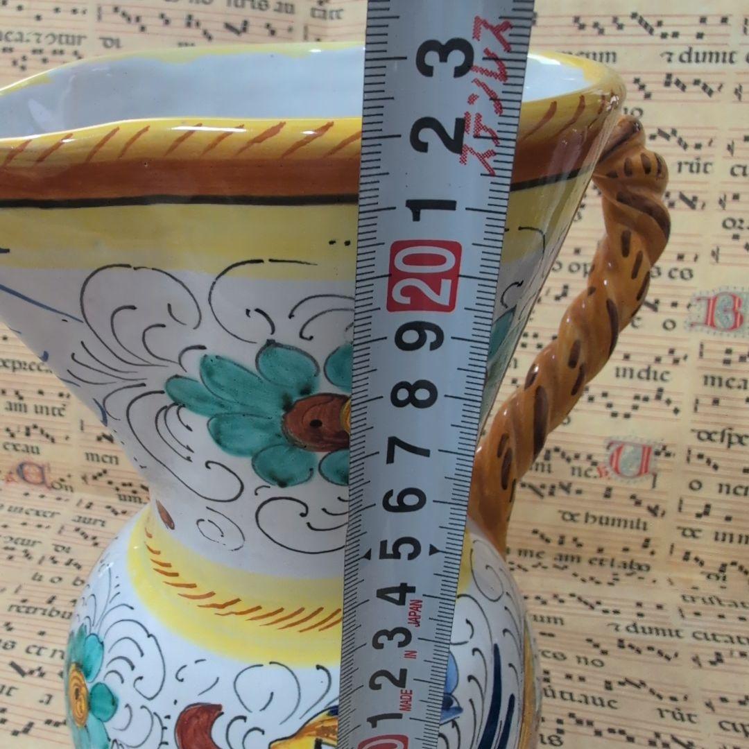 イタリア伝統工芸 デルータ焼 ドラゴン花模様ピッチャー ラファエレスク