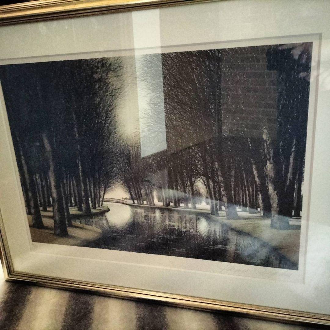 ジャック・デペルト　リトグラフ　橋の見える風景