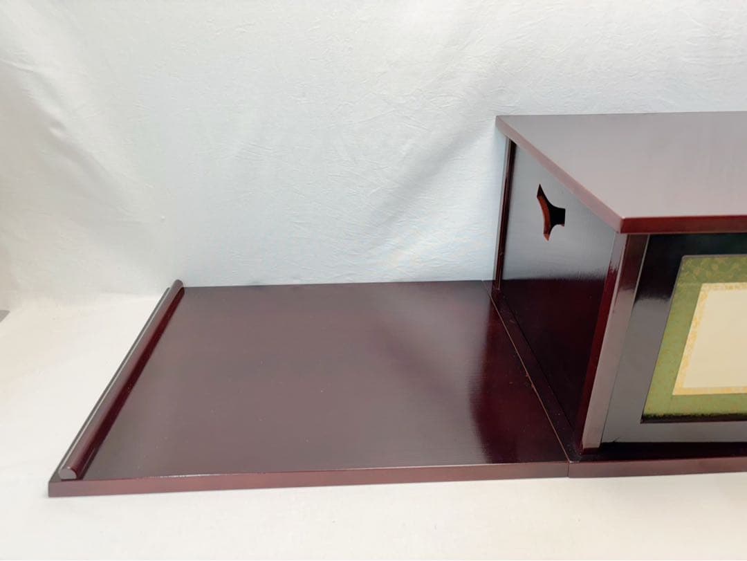 美品 茶道具 木製溜塗 小袋棚 即中斎好写 糸目 組み立式 茶棚 紙箱