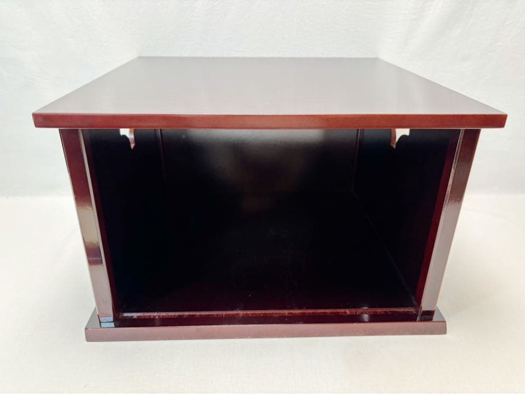 美品 茶道具 木製溜塗 小袋棚 即中斎好写 糸目 組み立式 茶棚 紙箱