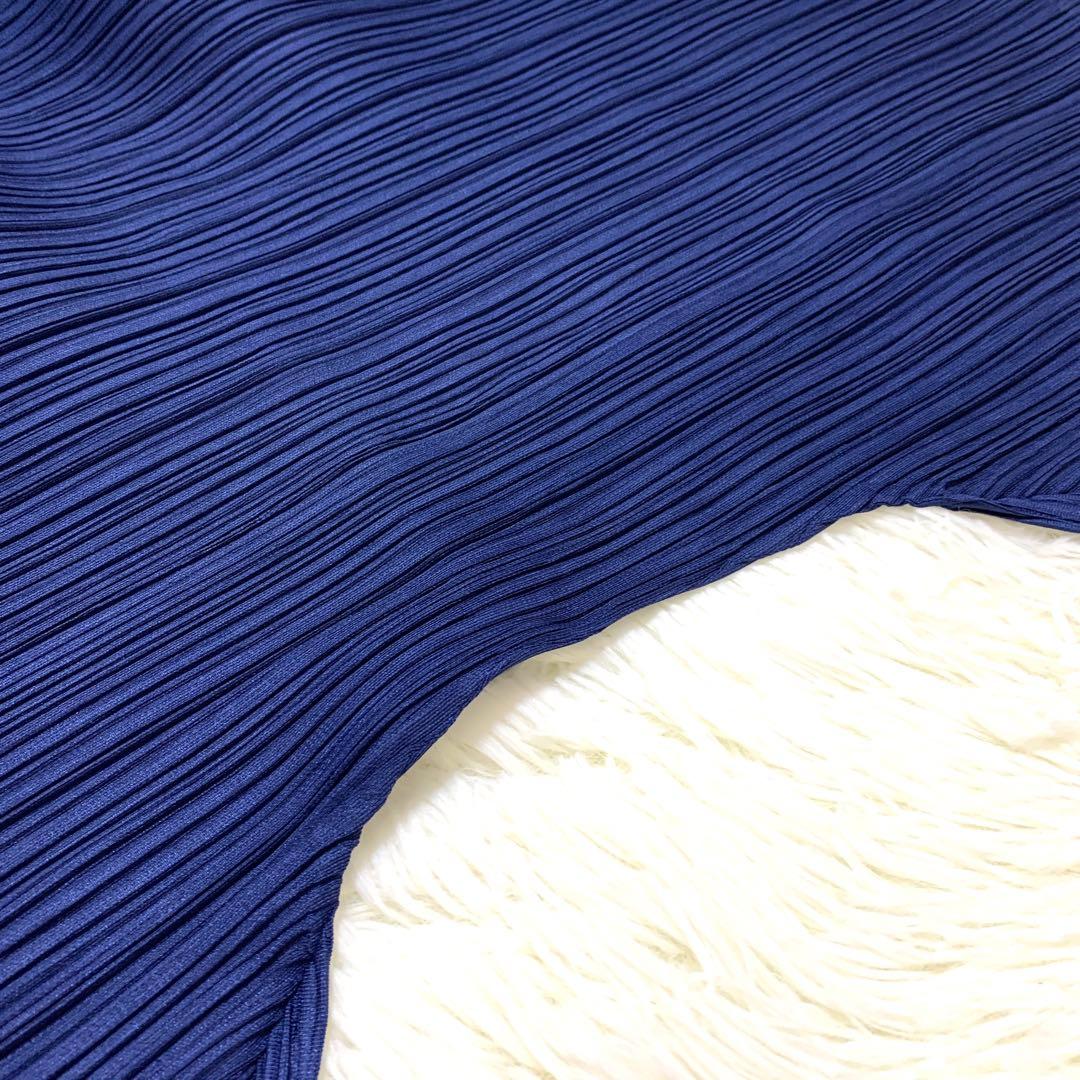 プリーツプリーズ サルエルパンツ 横プリーツ 切り替え 変形 S 青