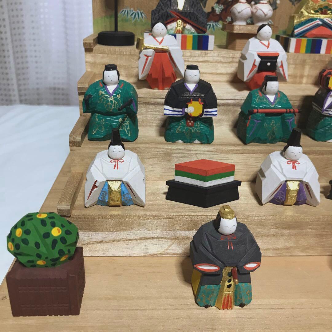 【美品・レア物】奈良一刀彫　ひな壇　雛人形15人揃　神泉作