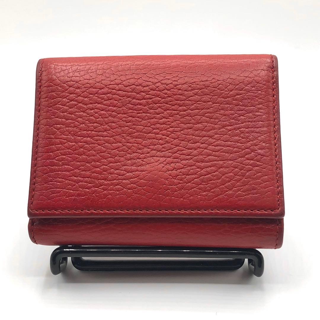 グッチ マーモント 三つ折り財布 レッド レザー