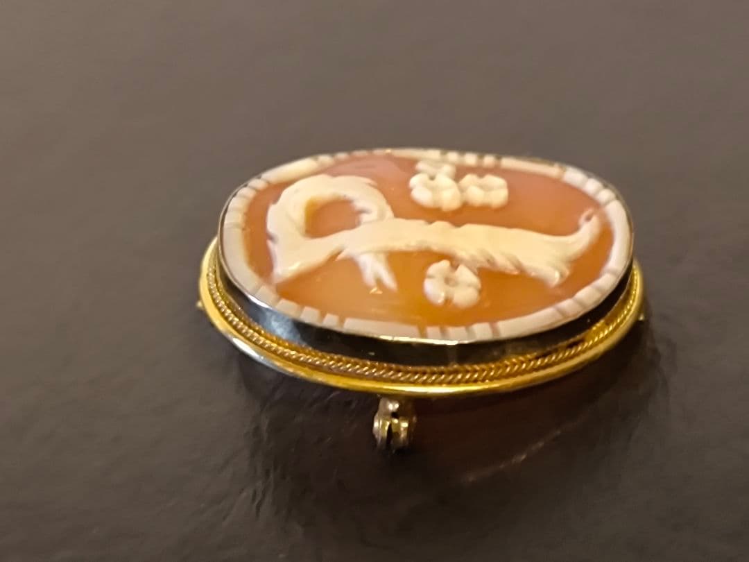 イニシャル 　P　カメオ 　イタリア製　925 シルバー　ブローチ