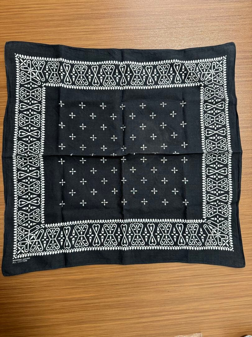 バンダナ　クロス柄　ブラック　キムタク