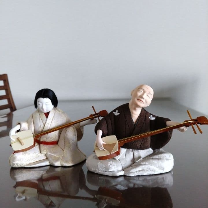 木目込み人形「三味線・男性」籠村美術織物作製⭐︎伝統工芸品