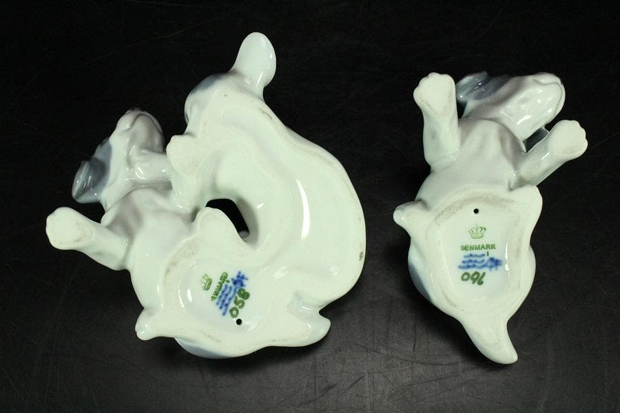 可愛い 遊犬 置物 二件揃い アンティーク(K-A201)