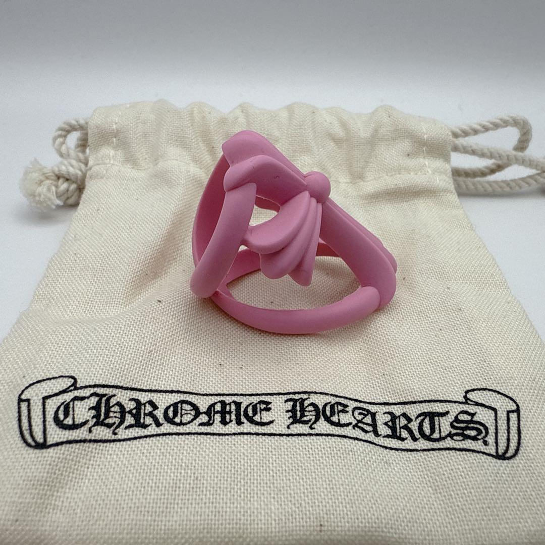クロムハーツ インフィニティ クロス リング ラバーリング 16号 ピンク