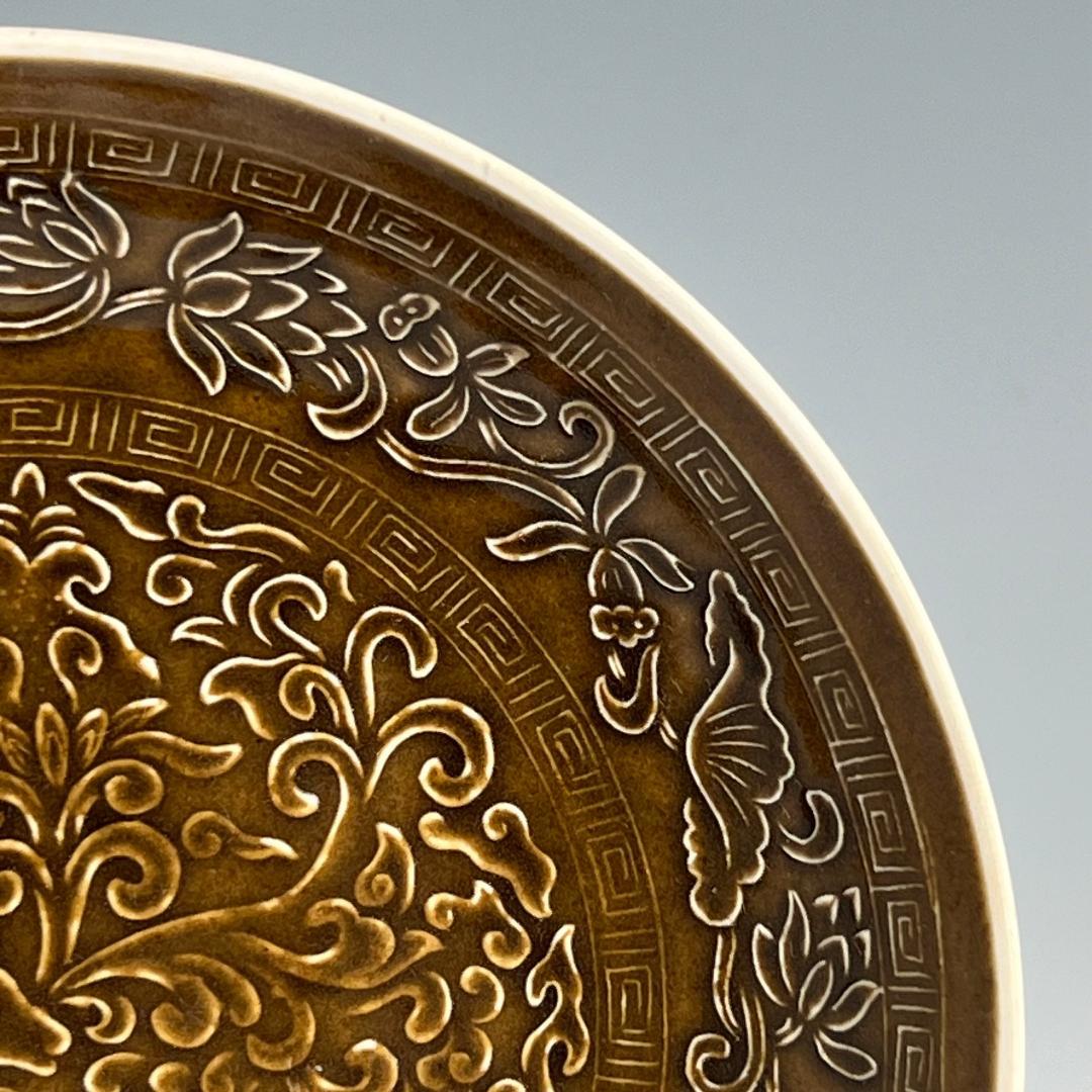 定窯紫金釉鹿紋碗 唐物 中国古玩 中国美術 唐物 擺件 A895