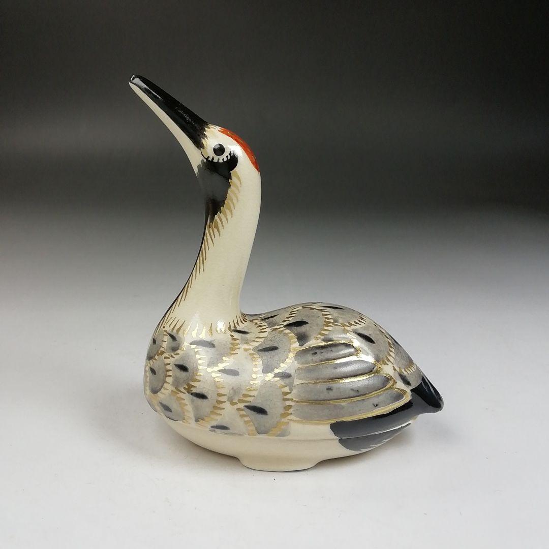 Ｗ９８　香合　『仁清写　鶴』『平安　手塚桐鳳 造』　共箱　茶道具