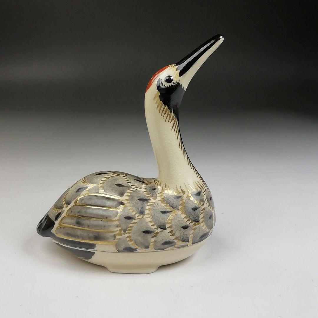 Ｗ９８　香合　『仁清写　鶴』『平安　手塚桐鳳 造』　共箱　茶道具