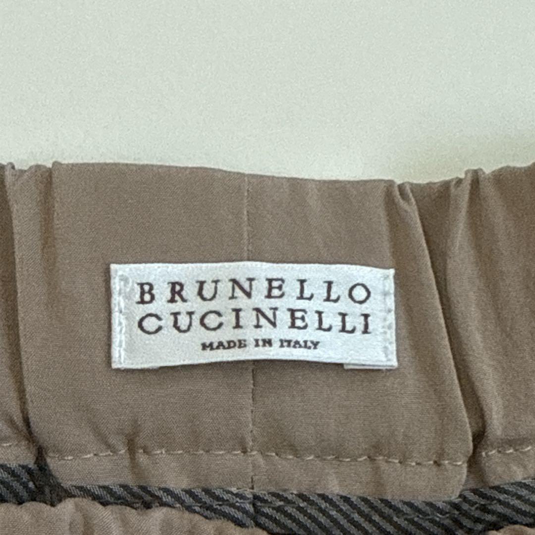 ▪️ブルネロクチネリ ガウチョパンツ シルク混 ゴムウエスト ブラウンベージュ