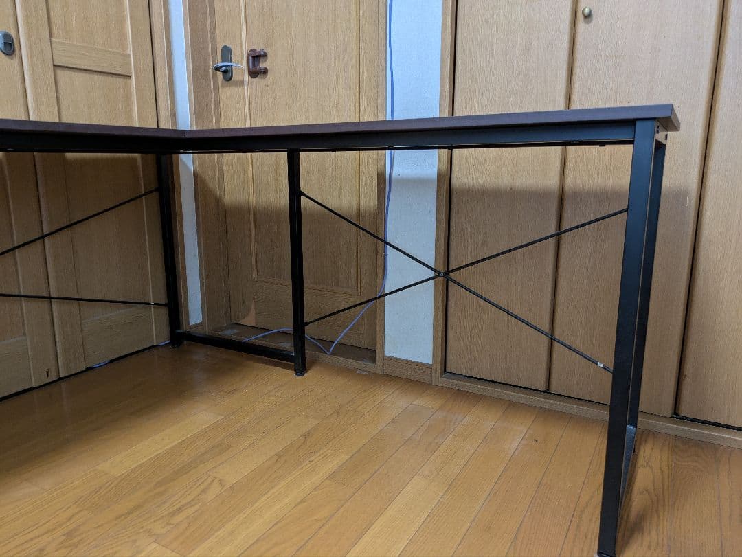 【引取限定】L字型デスク　ブラウン　サンワダイレクト　パソコン、コーナーデスク