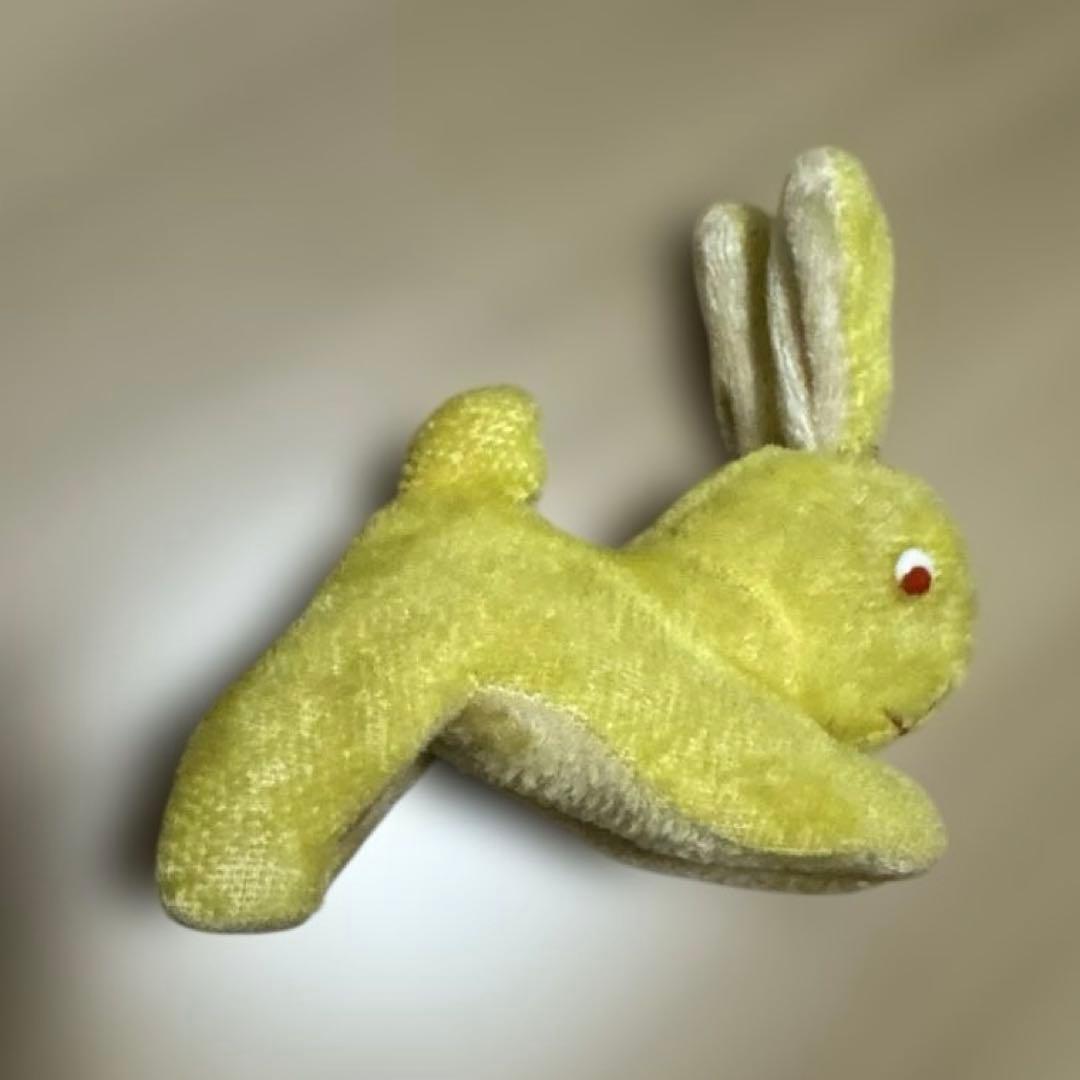 アンティーク　跳ねうさぎ　ぬいぐるみ 黄色