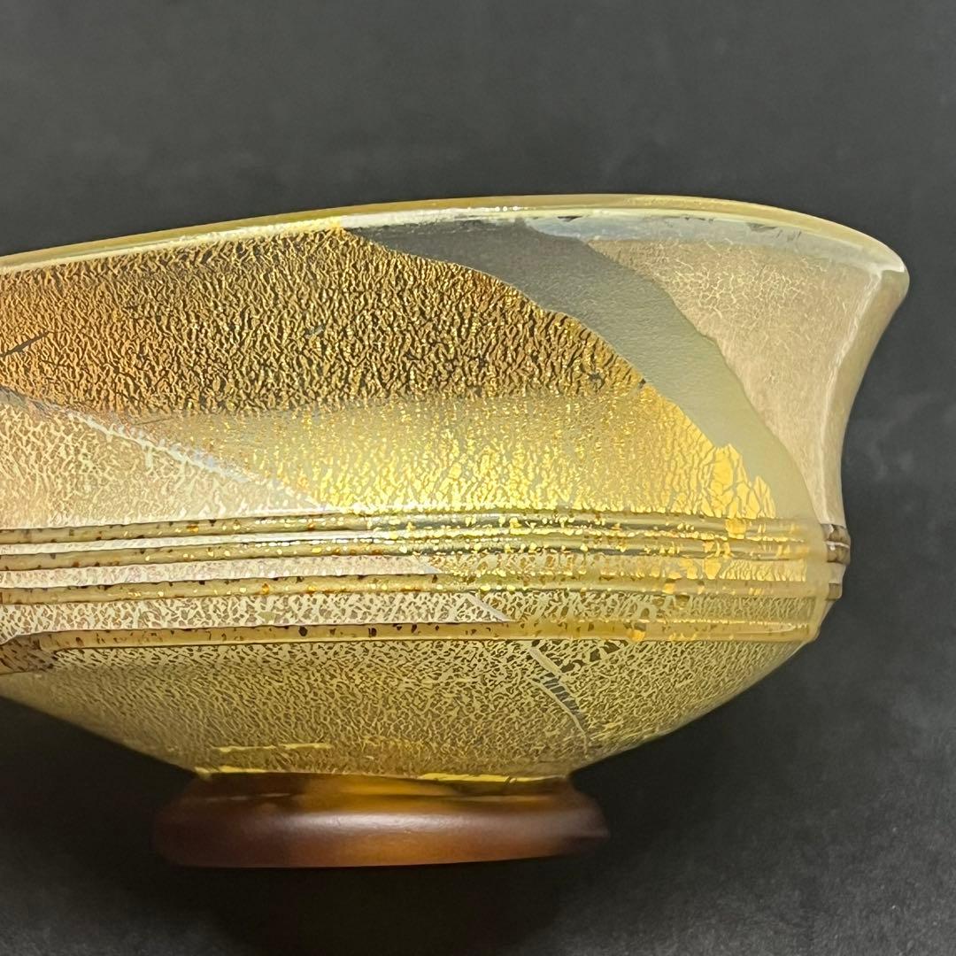 石井康治　金彩硝子　茶碗