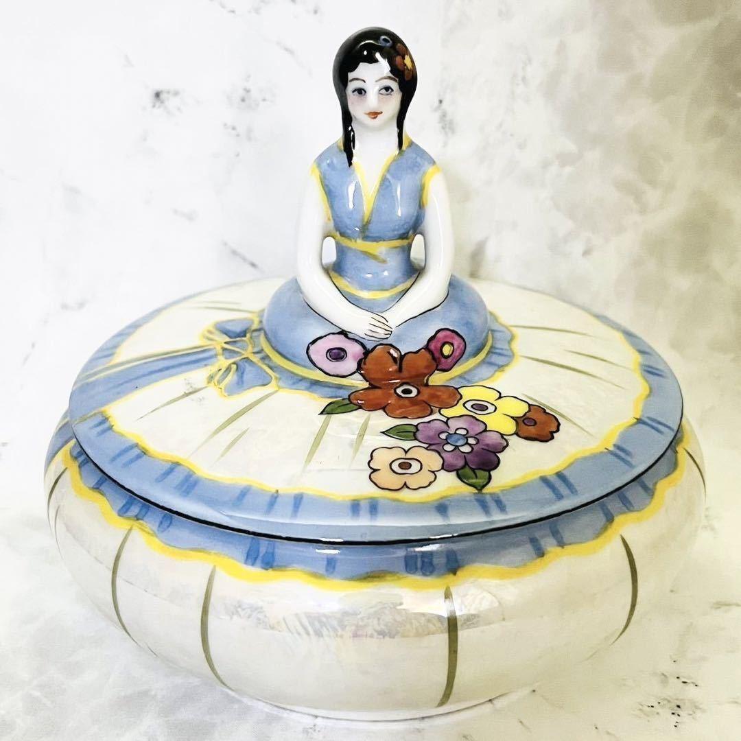 【オールドノリタケ/デコレディ/パウダーボックス】アールデコ/ラスター彩/ドール