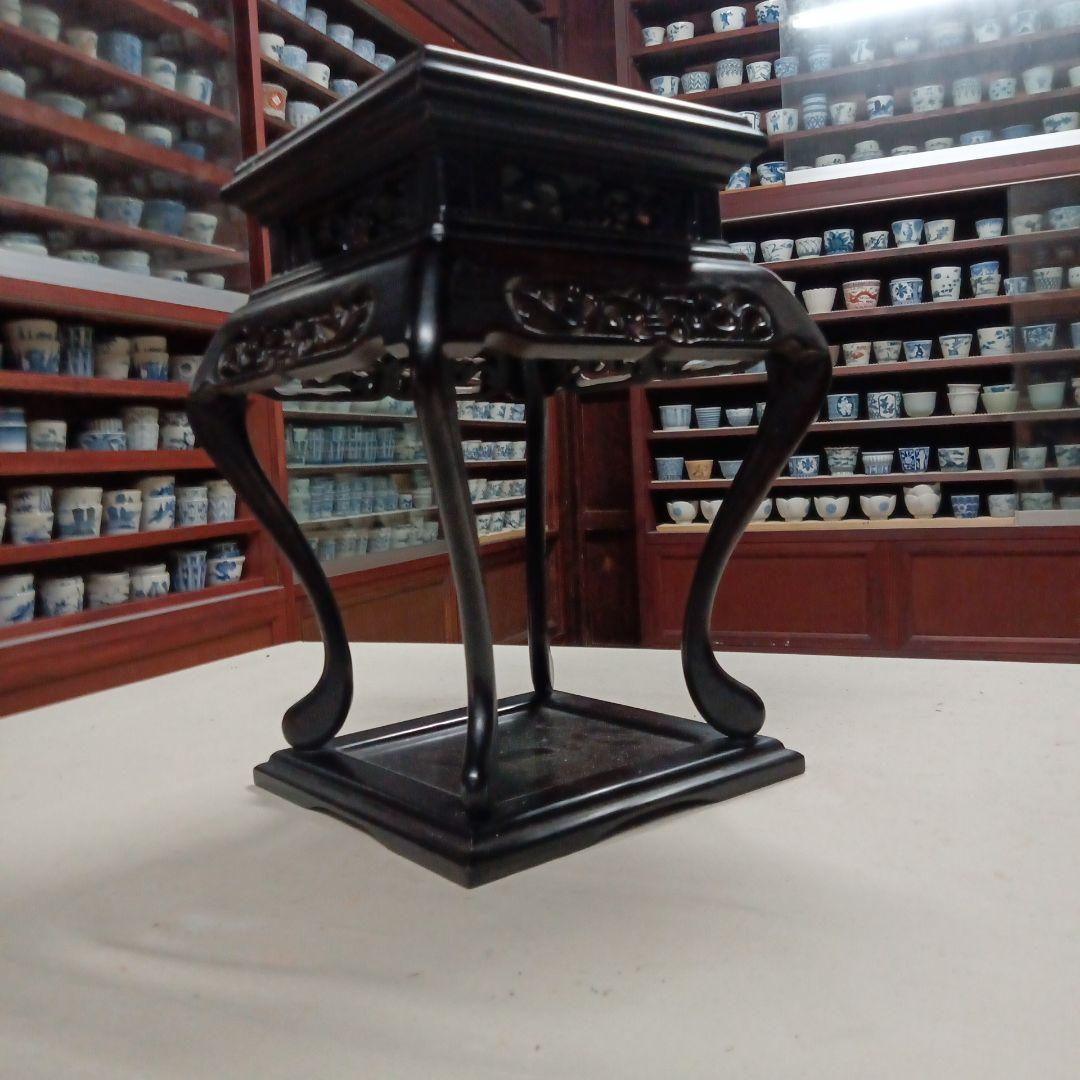 黒色木製座卓・ちゃぶ台　古い花台　黒檀