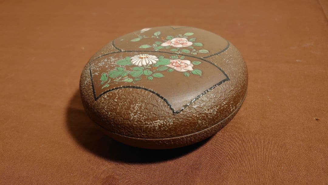 古玩　粉彩　華の図　蔵出し　香合　蓋物　アンティーク香合　１客