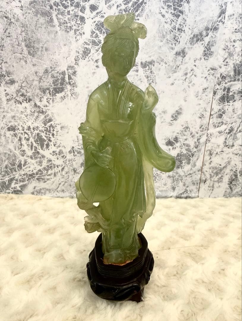 中国美術 翡翠？ 天女 置物 オブジェ インテリア