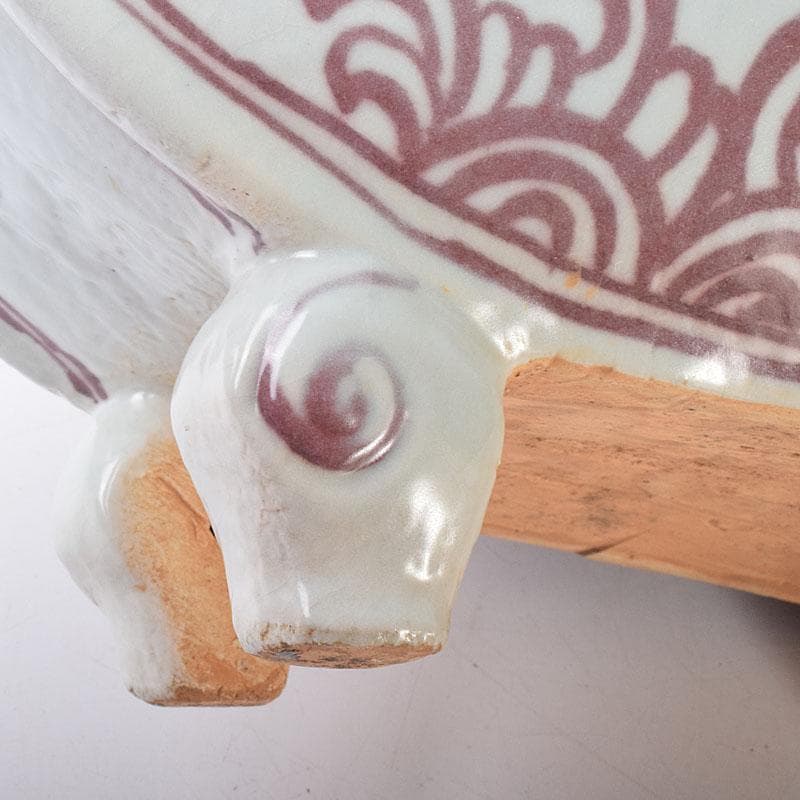 中国　釉里紅　四足水注　扁壷　M　7325C