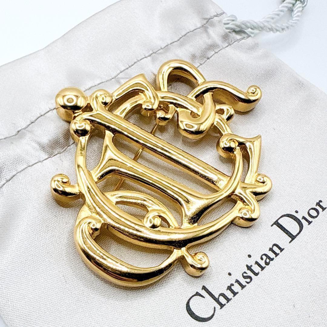 2769 Germany製極美品✨Dior　ブローチ　CD　ロゴ　刻印　大ぶり