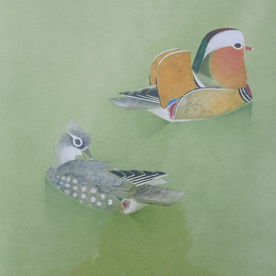 3520)上村淳之　リトグラフ　「鴛鴦」