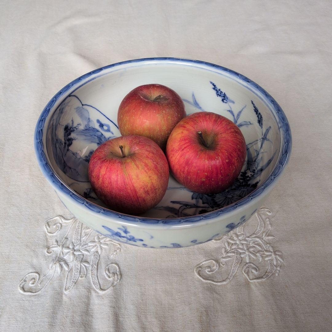 古伊万里 染付 深鉢 白鷺 蛇の目高台