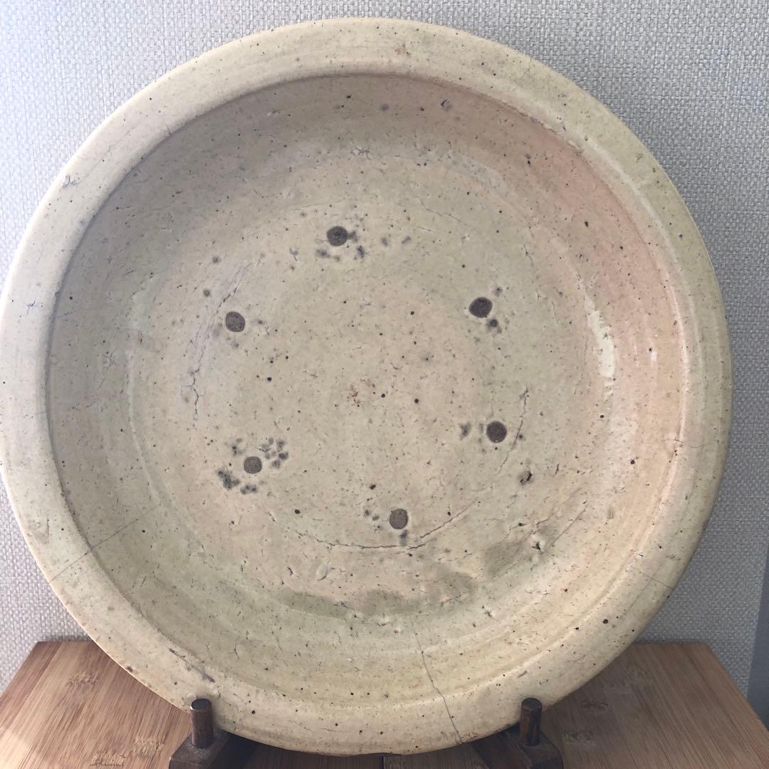 古瀬戸 黄瀬戸 石皿 大皿 丸皿 民藝 金継ぎ 骨董 アンティーク