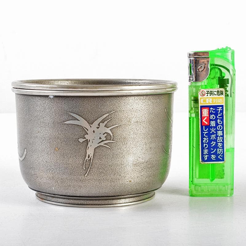煎茶道具　林亭瑞製　錫製　四君子文　茶こぼし　約287g　時代箱　D　R5794