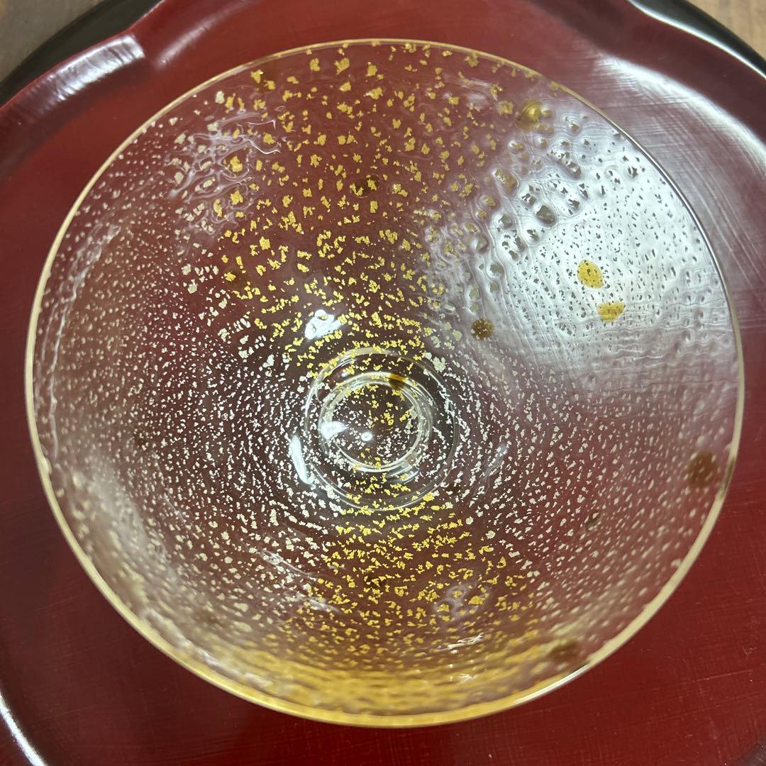 作家　ガラス作家　堀口幸子　金箔琥珀散 玻璃茶碗　茶道