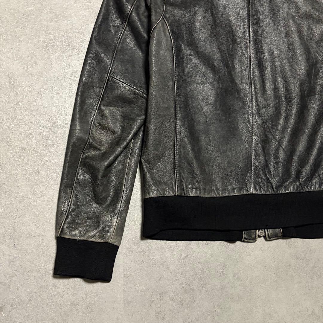 レトログレード　ライダース　レザー　ジャケット シングル　ダブルジップ　L 黒