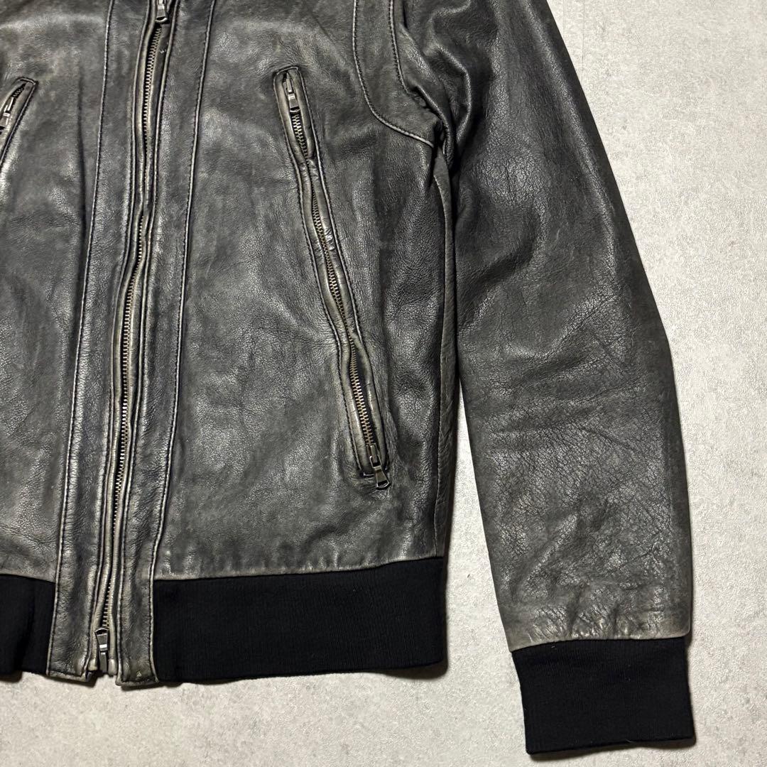 レトログレード　ライダース　レザー　ジャケット シングル　ダブルジップ　L 黒