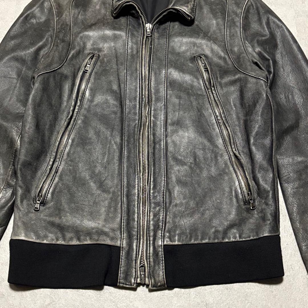 レトログレード　ライダース　レザー　ジャケット シングル　ダブルジップ　L 黒