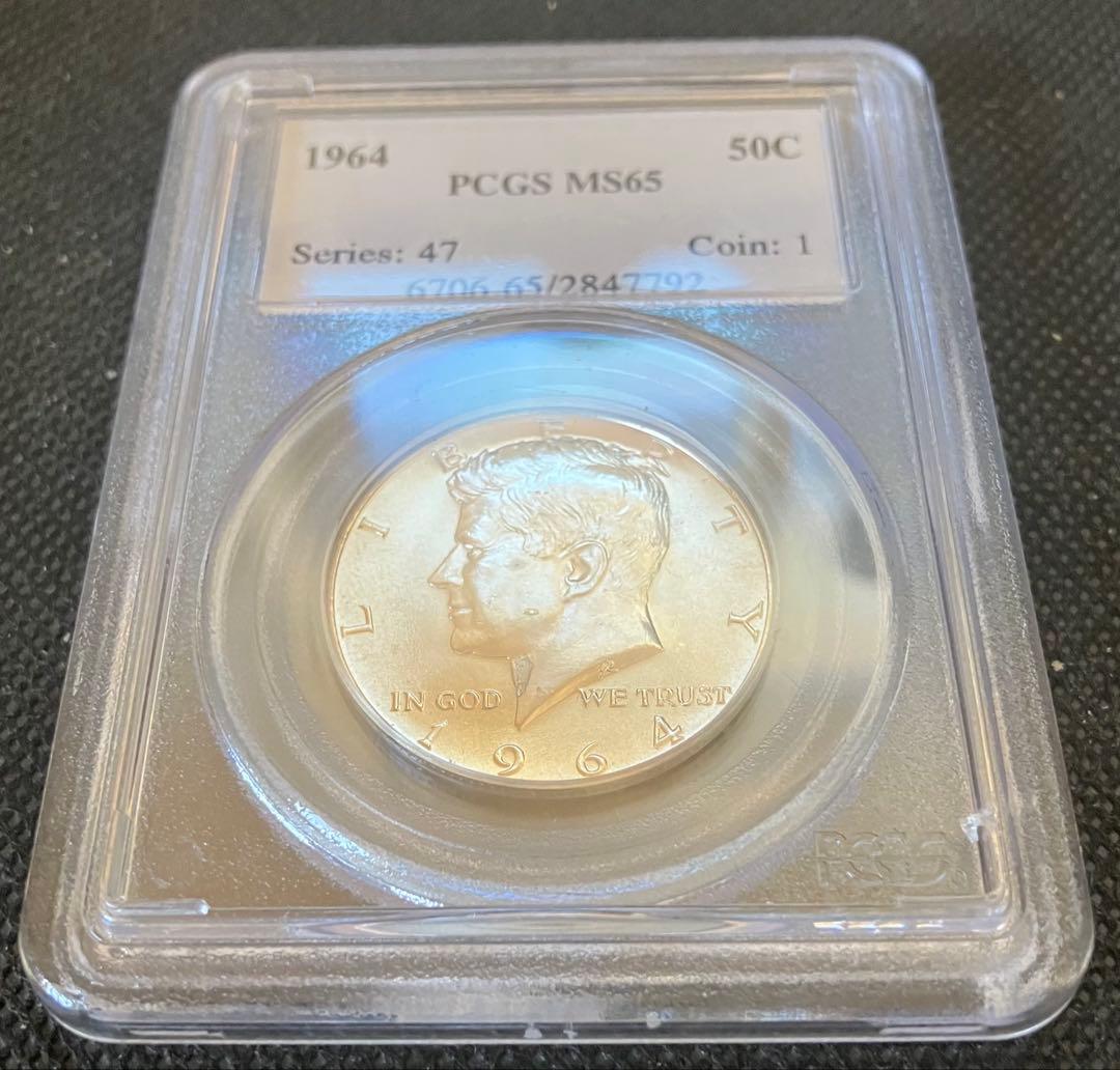 アメリカ 1964 ケネディ ハーフダラー 銀貨 PCGS MS65