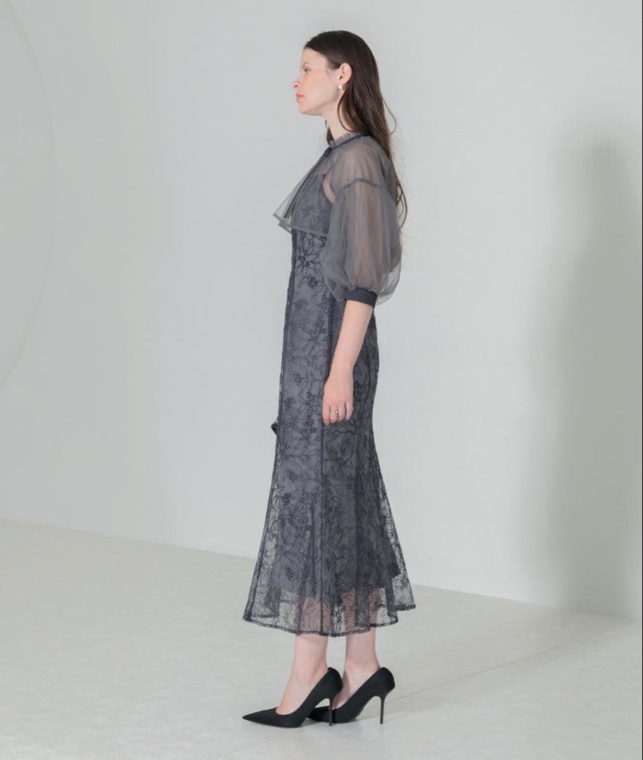 LEJA リボンシアーボレロレースマーメイドワンピースドレス