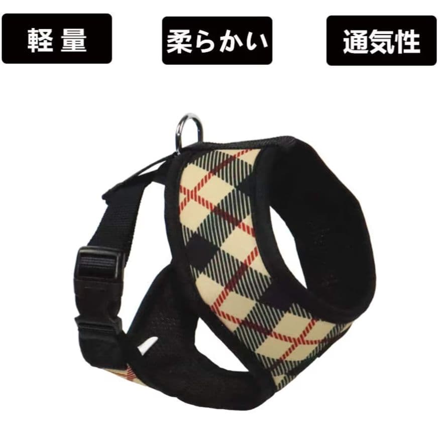 7*犬用 チェック柄 ハーネス M THAIN 犬 胴輪 通気 人気 胴輪 簡単