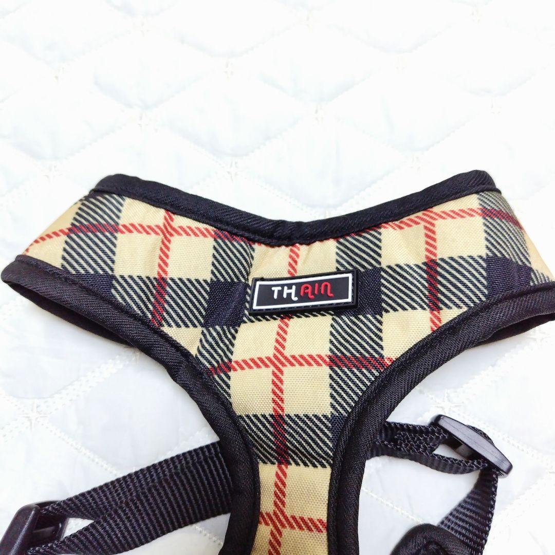 7*犬用 チェック柄 ハーネス M THAIN 犬 胴輪 通気 人気 胴輪 簡単