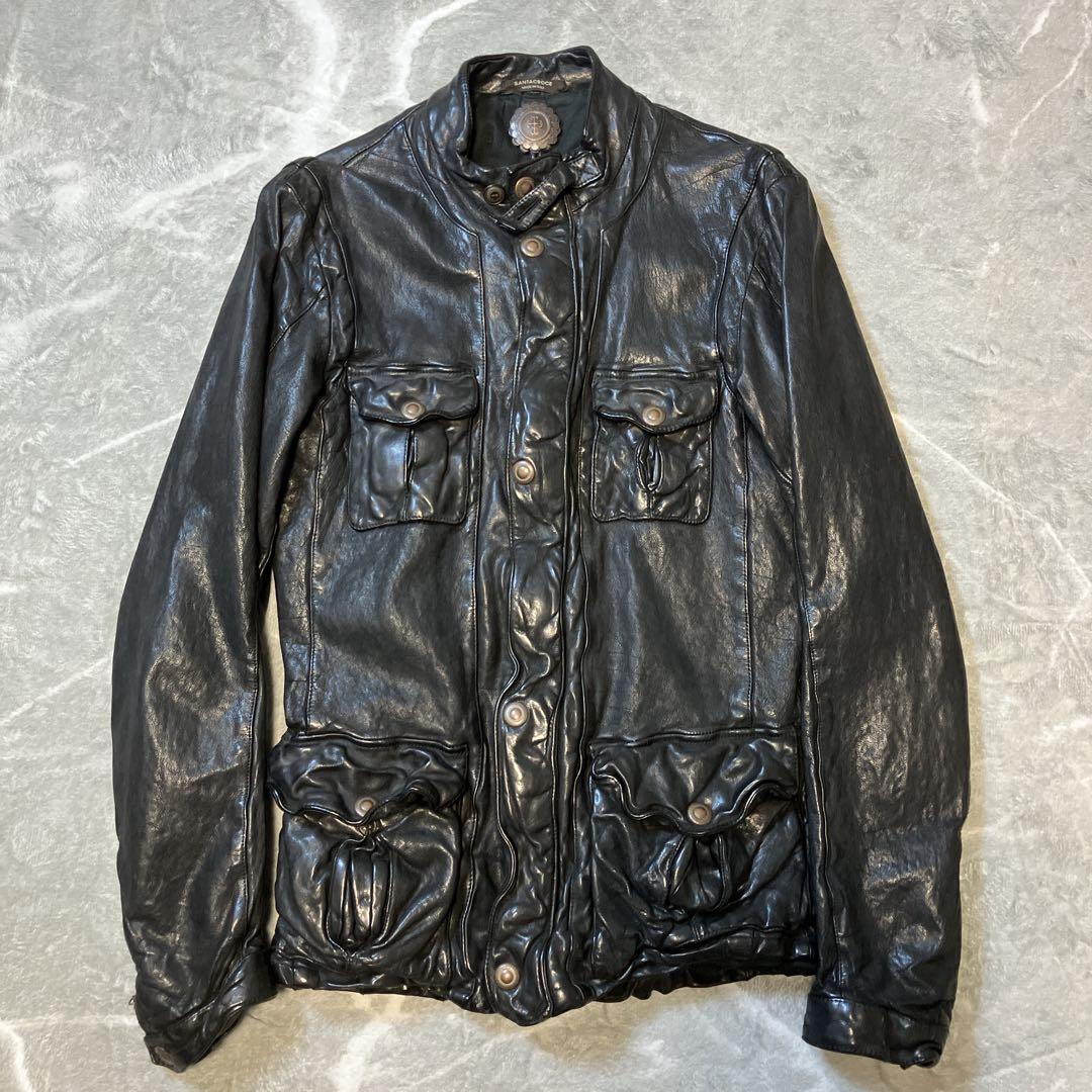 【希少】SANTACROCE バッファローレザー レザージャケット Sサイズ