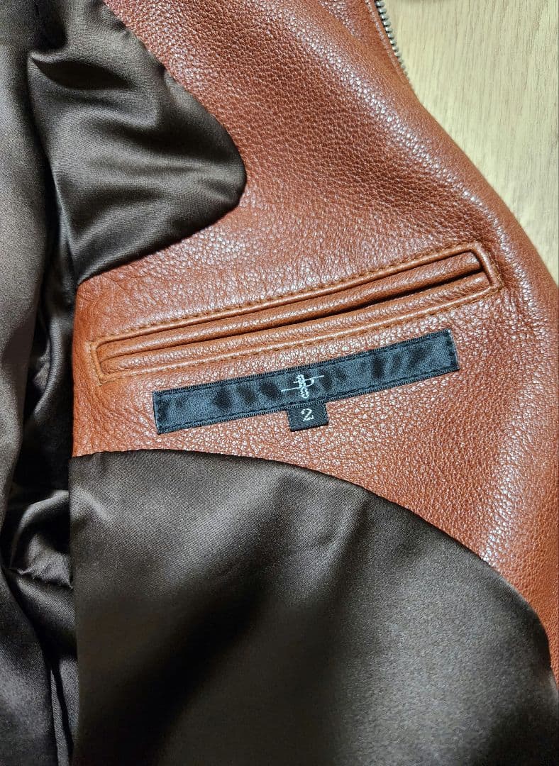 NO ID. シープレザーベジタブルシングルライダースＪＫＴ オイル付 革ジャン