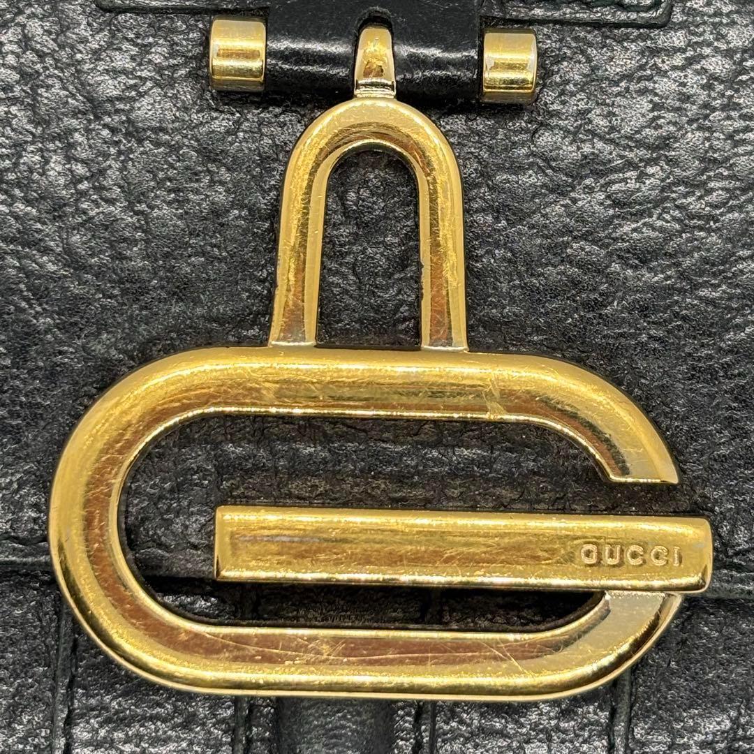 GUCCI 二つ折り財布 マーモント Wホック レザー 黒 男女兼用 正規品
