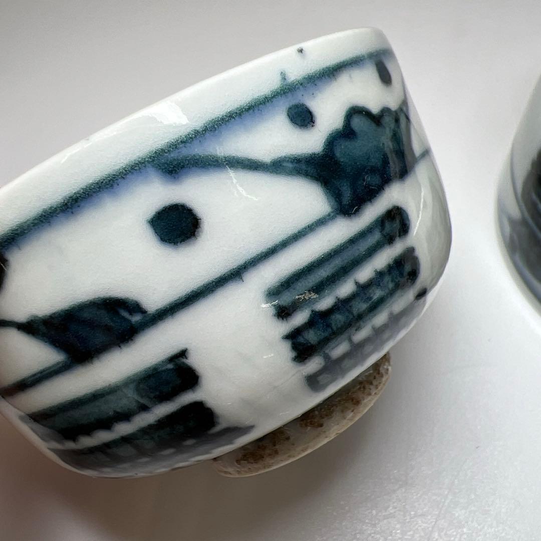 唐物　古染付　煎茶碗5客　木箱付　口径6.4㎝ 東Y7-0812①タウサ