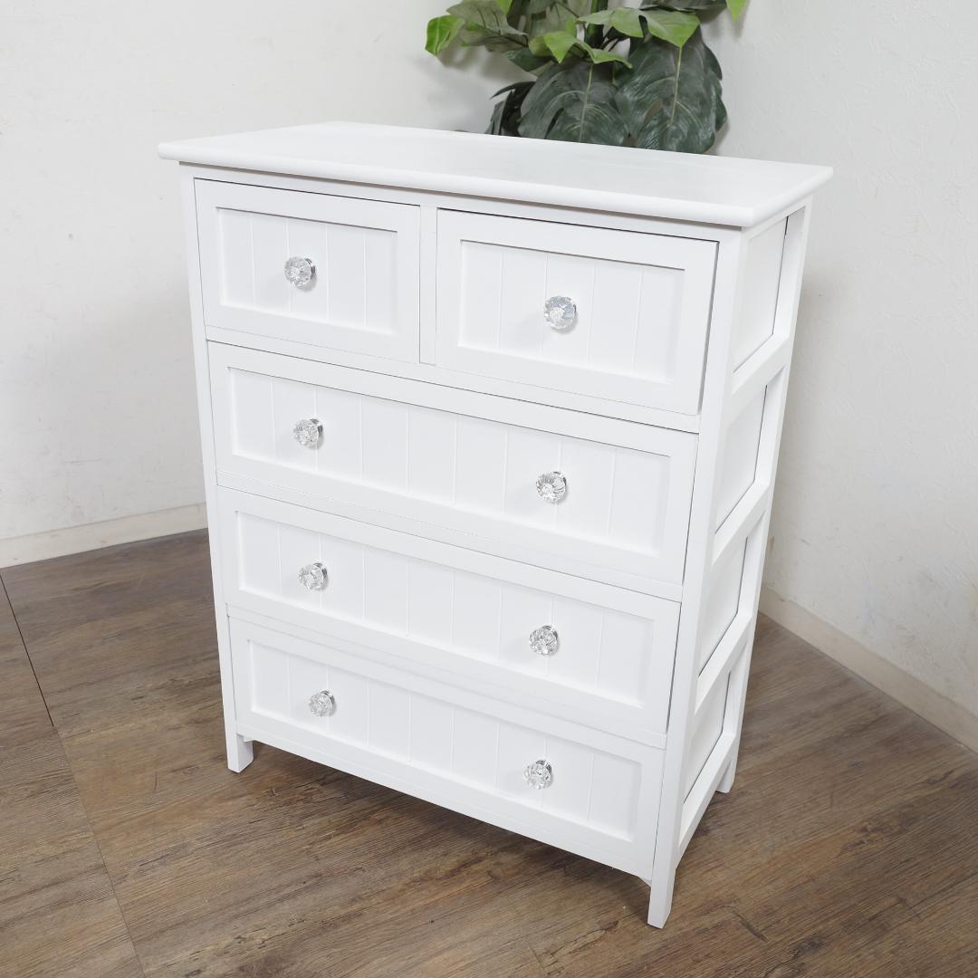 チェスト　4段5杯　タンス　収納　パンプキン取っ手 完成品