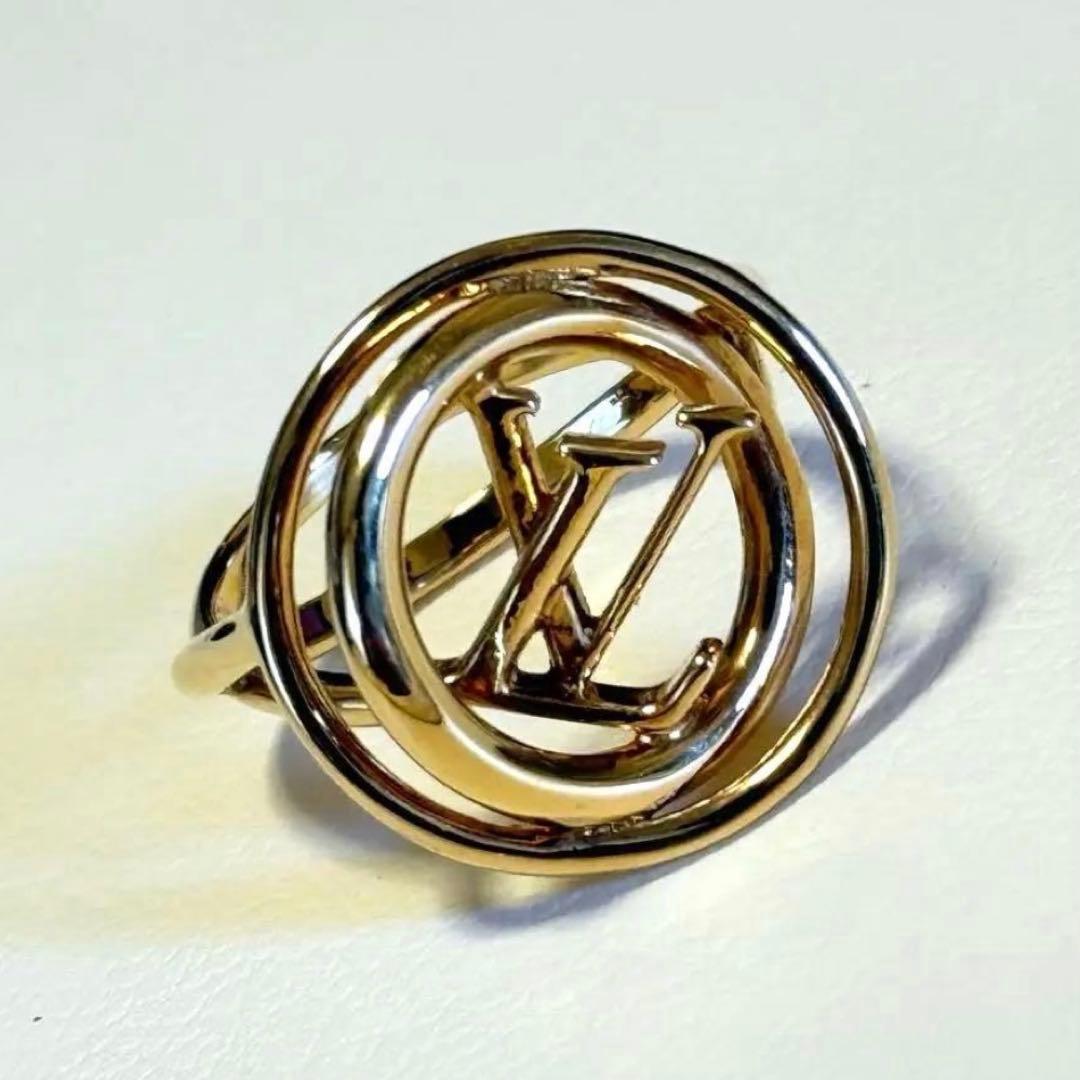 未使用に近い ルイヴィトン ステラー LV ロゴ リング M0937M ゴールド