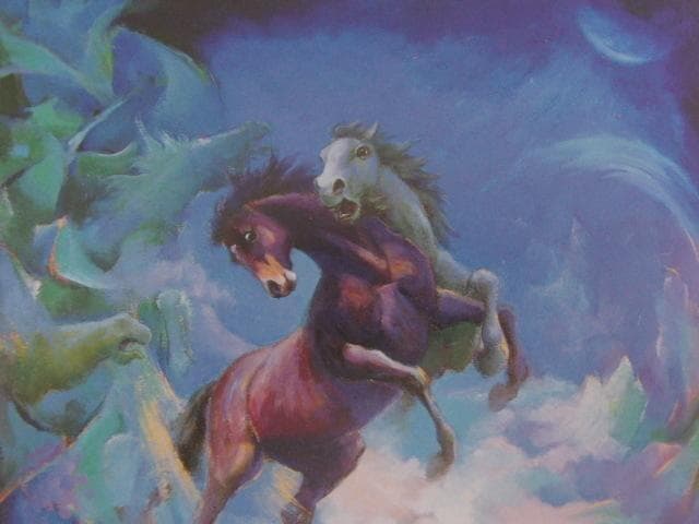 田嶌郁於、【争う】、希少な額装用画集より、新品額装付、状態良好、送料込み