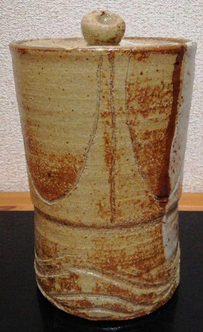 加藤喜一作　美濃　伊賀　水指　共箱　共布　茶道具