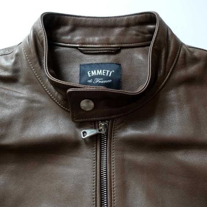 エンメティEMMETI JURIレザージャケット/茶 46（5516)djjjj