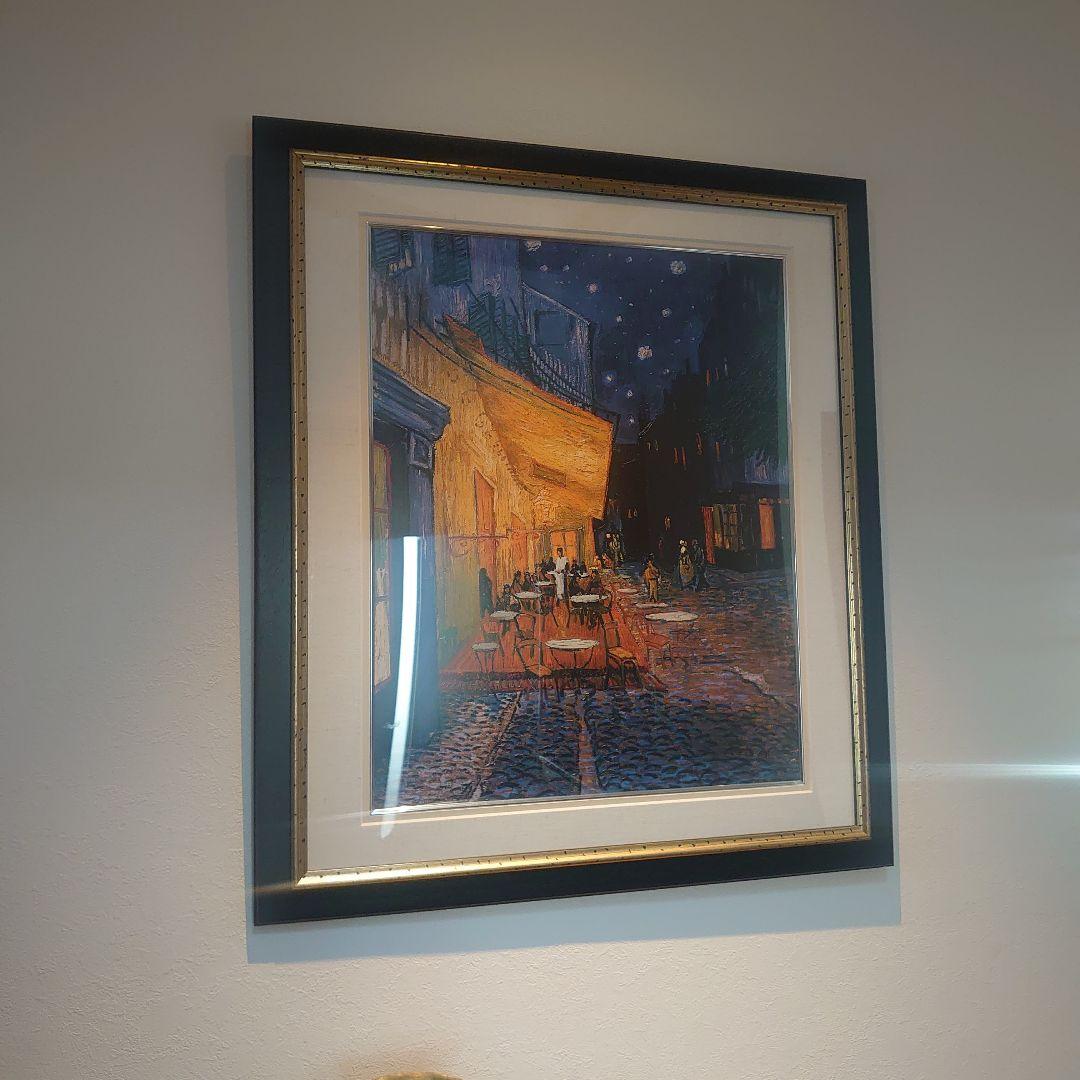 【特注額縁】GOGH　夜のカフェテラス　高級印刷画　複製画　大判