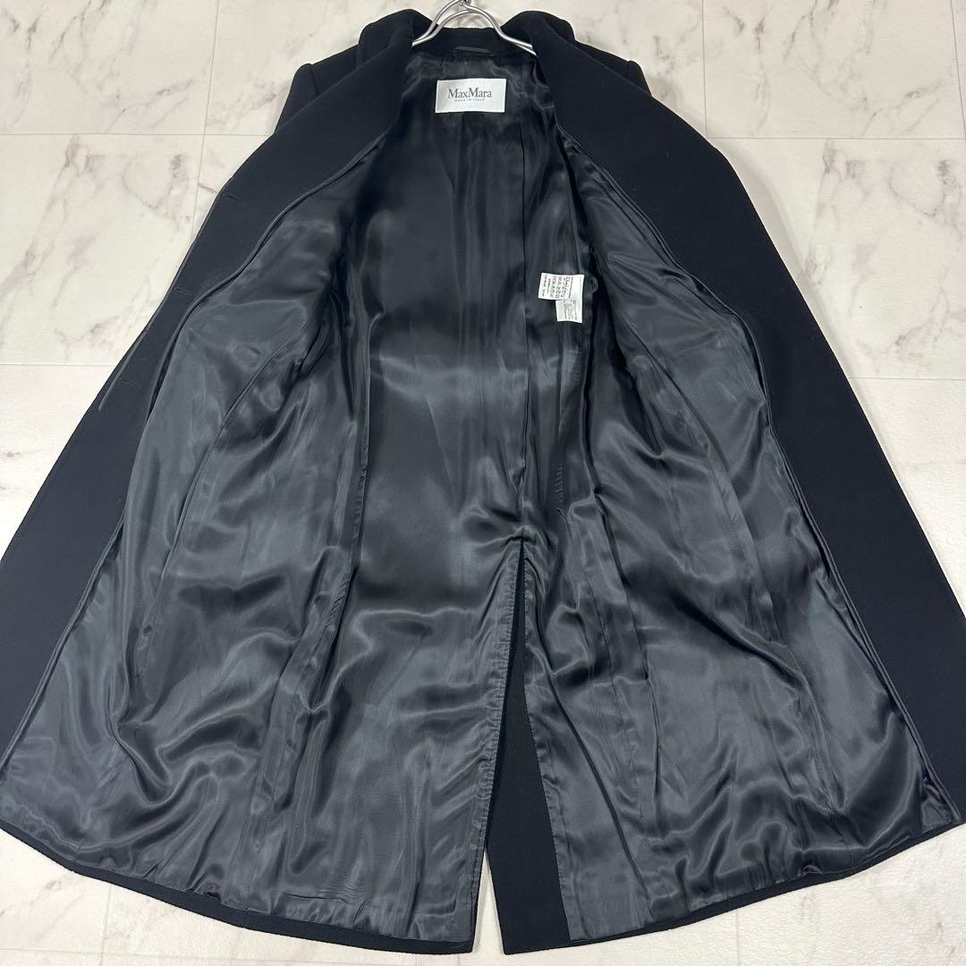 【美品】MaxMara ロングコート ウールチェスターコート アンゴラ混 M相当